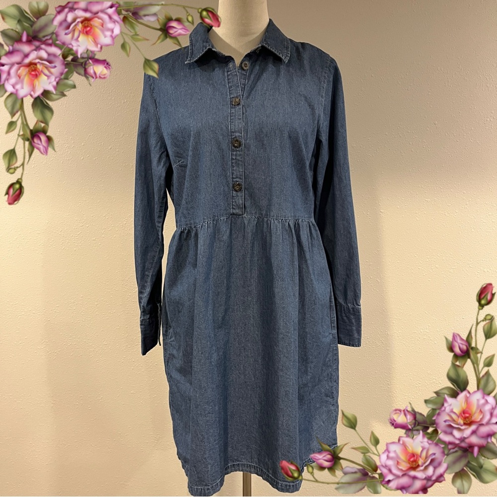 Nine West Long Sleeve Denim Dress size medium